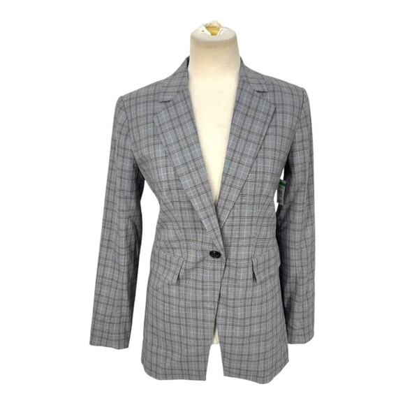 Nordstrom British Plaid Blazer Gray Size XS NWOT $179 MSRP - Picture 2 of 8
